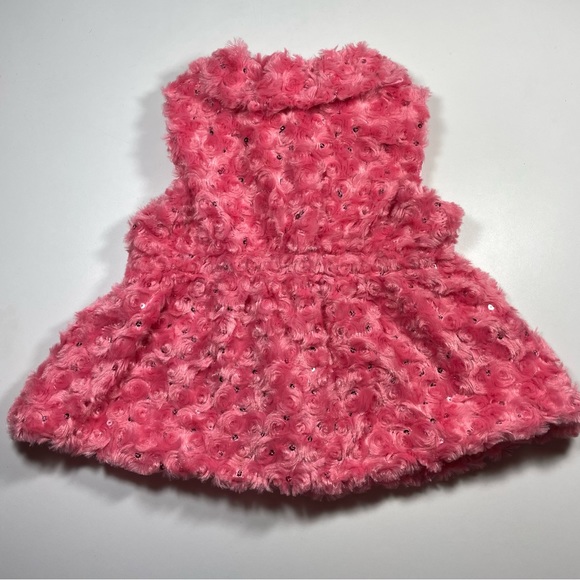 NWOT Young Hearts Pink Fuzzy Sequins Vest Size 3T - Picture 5 of 6